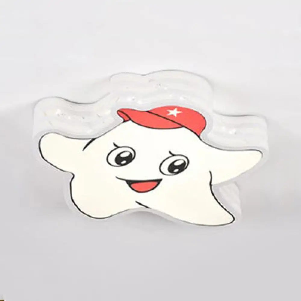 Kid’s White Star Acrylic Flush Mount Ceiling Light Fixture / A