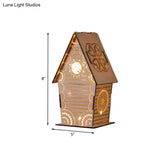 Kids Wooden Usb Led Table Night Light With Loving Heart/Star/Flower Pattern - Brown Lodge Small Size