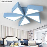 Kindergarten Acrylic Led Ceiling Light Fixture - Art Deco Flush Mount Windmill Design