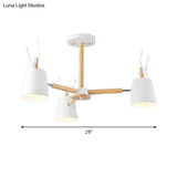 Kindergarten Animal Chandelier: Trapezoid Shade With Antlers Metal Hanging Light