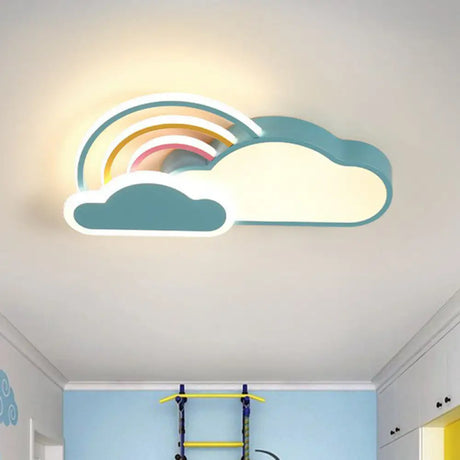 Kindergarten Ceiling Mount Led Light With Cloud And Rainbow Cartoon Design Blue / 19.5’ Third Gear