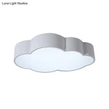 Kindergarten Cloud Flush Ceiling Light - White/Red/Yellow Kids Acrylic Mount