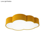 Kindergarten Cloud Flush Ceiling Light - White/Red/Yellow Kids Acrylic Mount