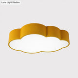 Kindergarten Cloud Flush Ceiling Light - White/Red/Yellow Kids Acrylic Mount