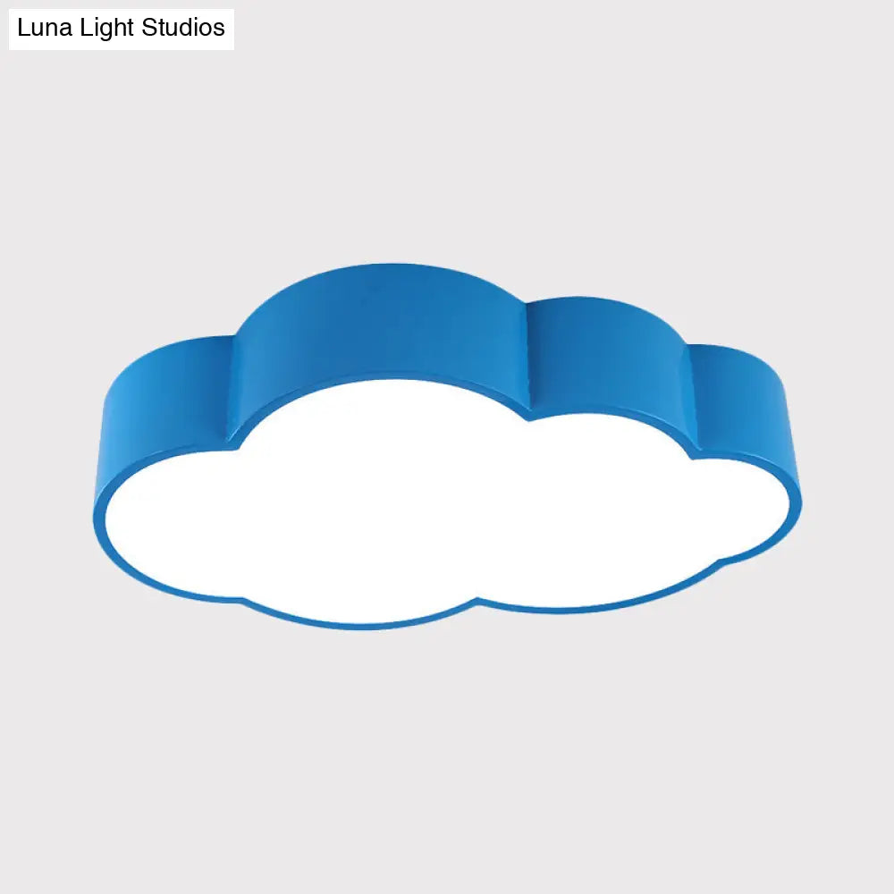 Kindergarten Cloud Flush Ceiling Light - White/Red/Yellow Kids Acrylic Mount