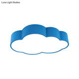 Kindergarten Cloud Flush Ceiling Light - White/Red/Yellow Kids Acrylic Mount