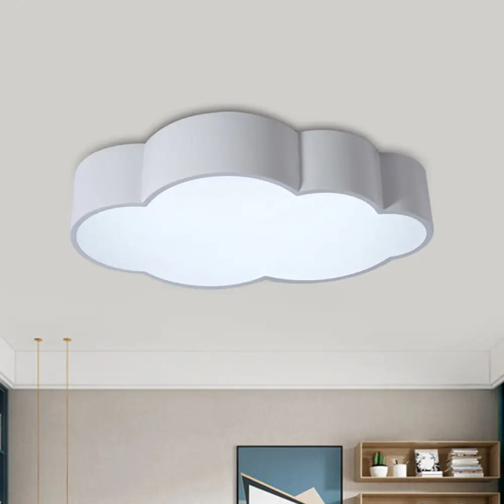Kindergarten Cloud Flush Ceiling Light - White/Red/Yellow Kids Acrylic Mount White
