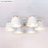 Kindergarten Foyer Chandelier: Bucket Shade Multi-Head Metal Hanging Light