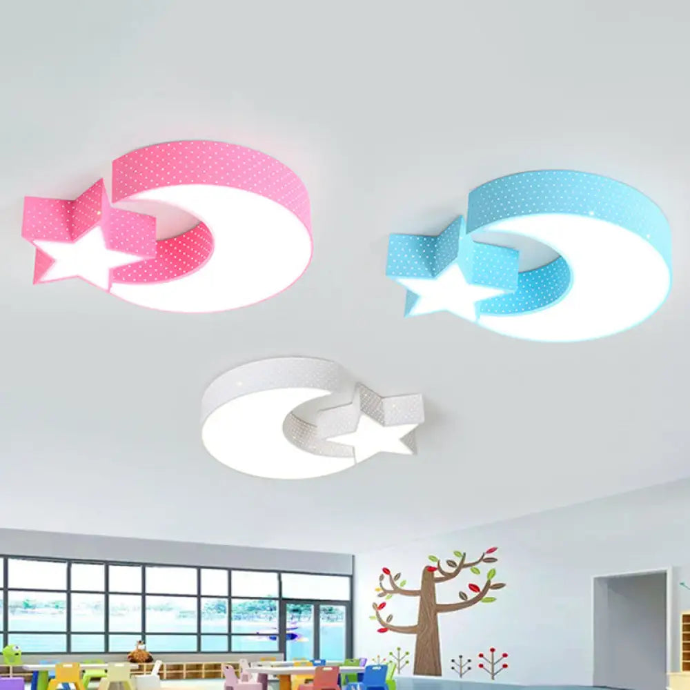 Kindergarten Led Ceiling Light With Moon And Star Design