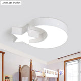 Kindergarten Led Ceiling Light With Moon And Star Design White / Warm