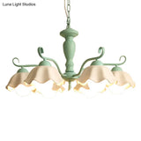 Korean Ceramic Chandelier: 6-Light Ruffle Hanging Lamp For Living Room