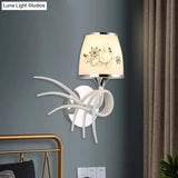 Korean Garden White Frosted Glass Wall Sconce With Whirling Head - Stylish Light Fixture