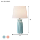 Ksora - Pink/Blue Fabric Cone Reading Light Modernism 1-Bulb Night Table Lamp With Ceramic Base