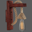 L-Shaped Wooden Lantern Wall Light With Rope Arm - Perfect Farmhouse Bedroom Lighting Red /