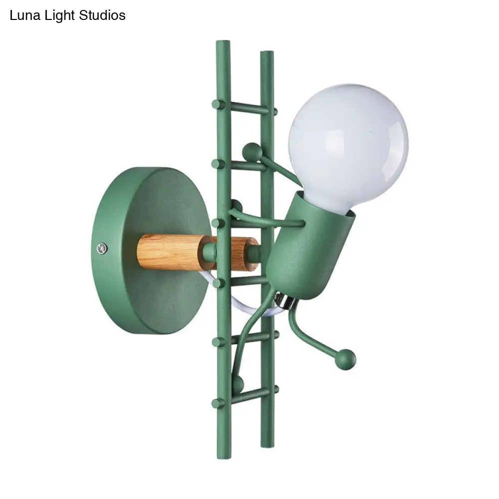 Ladder Stick Man Wall Mounted Metal Light - Decorative 1-Head Bedside Lighting