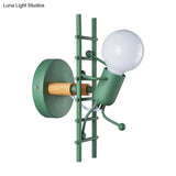 Ladder Stick Man Wall Mounted Metal Light - Decorative 1-Head Bedside Lighting