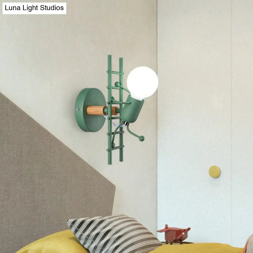 Ladder Stick Man Wall Mounted Metal Light - Decorative 1-Head Bedside Lighting