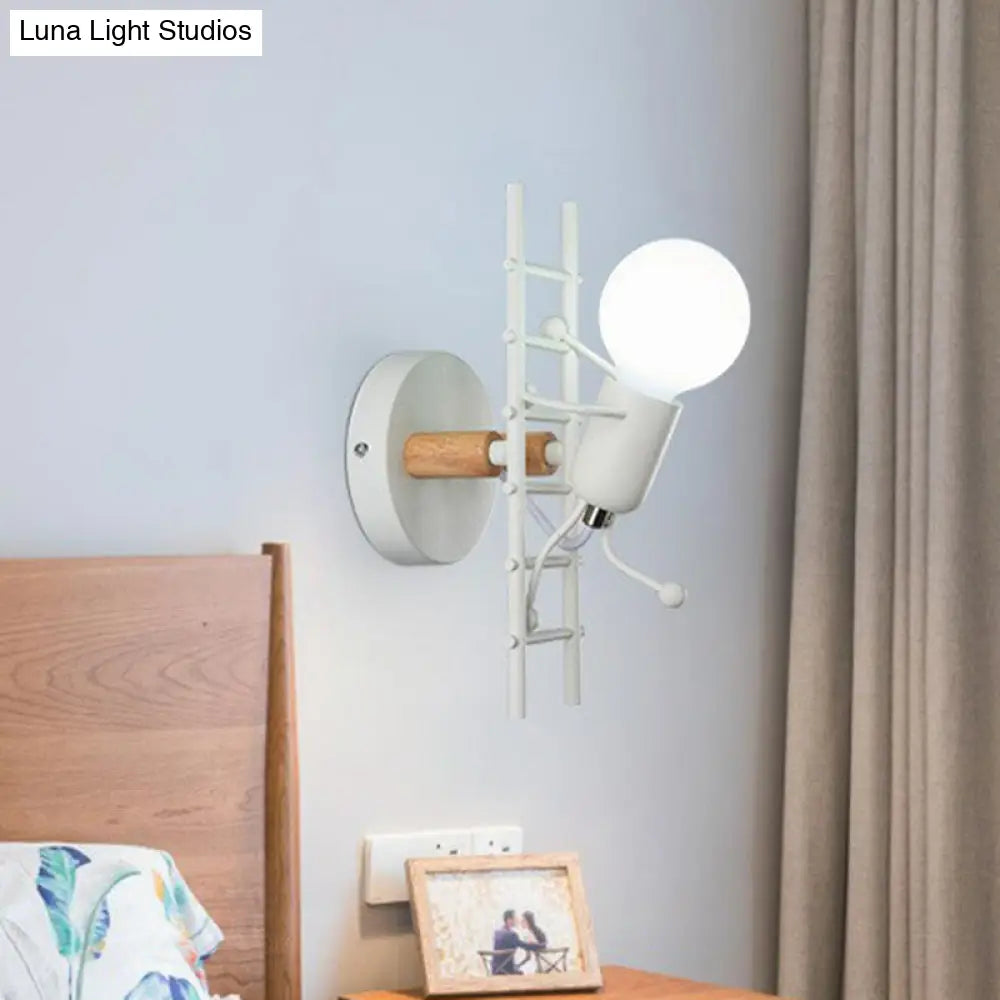 Ladder Stick Man Wall Mounted Metal Light - Decorative 1-Head Bedside Lighting