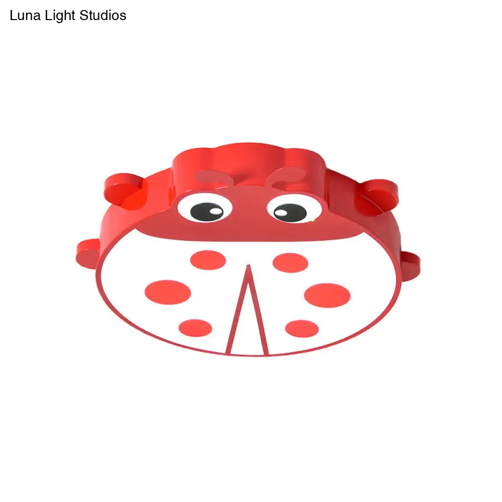 Ladybug Cartoon Ceiling Light: Acrylic & Metal Mount For Kindergarten