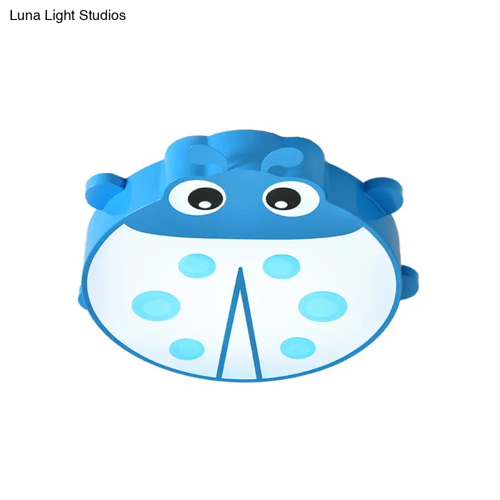 Ladybug Cartoon Ceiling Light: Acrylic & Metal Mount For Kindergarten