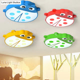 Ladybug Cartoon Ceiling Light: Acrylic & Metal Mount For Kindergarten