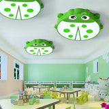 Ladybug Cartoon Ceiling Light: Acrylic & Metal Mount For Kindergarten Green