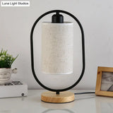 Lara - Modern Column Plug In Nightstand Lighting Fabric 1-Light Bedside Table Light With