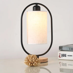 Lara - Modern Column Plug In Nightstand Lighting Fabric 1-Light Bedside Table Light With