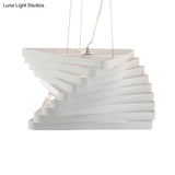 Laser Cut Hanging Pendant Light - Contemporary Metal Ceiling Fixture In White