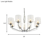 Lattice Glass Up Chandelier - Simple Cup Design 6/8-Light Ceiling Fixture In Chrome
