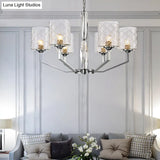 Lattice Glass Up Chandelier - Simple Cup Design 6/8-Light Ceiling Fixture In Chrome