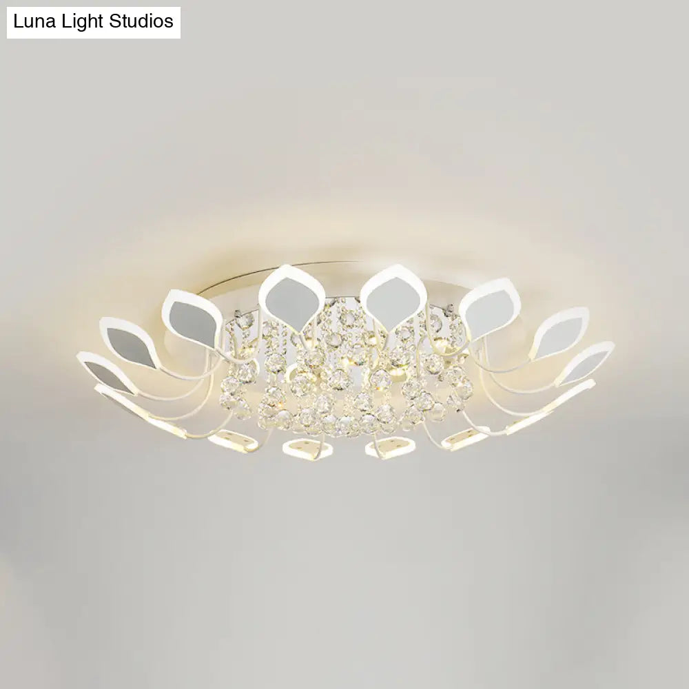 Leaf Acrylic Shade Sputnik Flush Mount Ceiling Light - Modern 8/10/12 Lights White/Black Bedroom