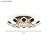Leaf Acrylic Shade Sputnik Flush Mount Ceiling Light - Modern 8/10/12 Lights White/Black Bedroom