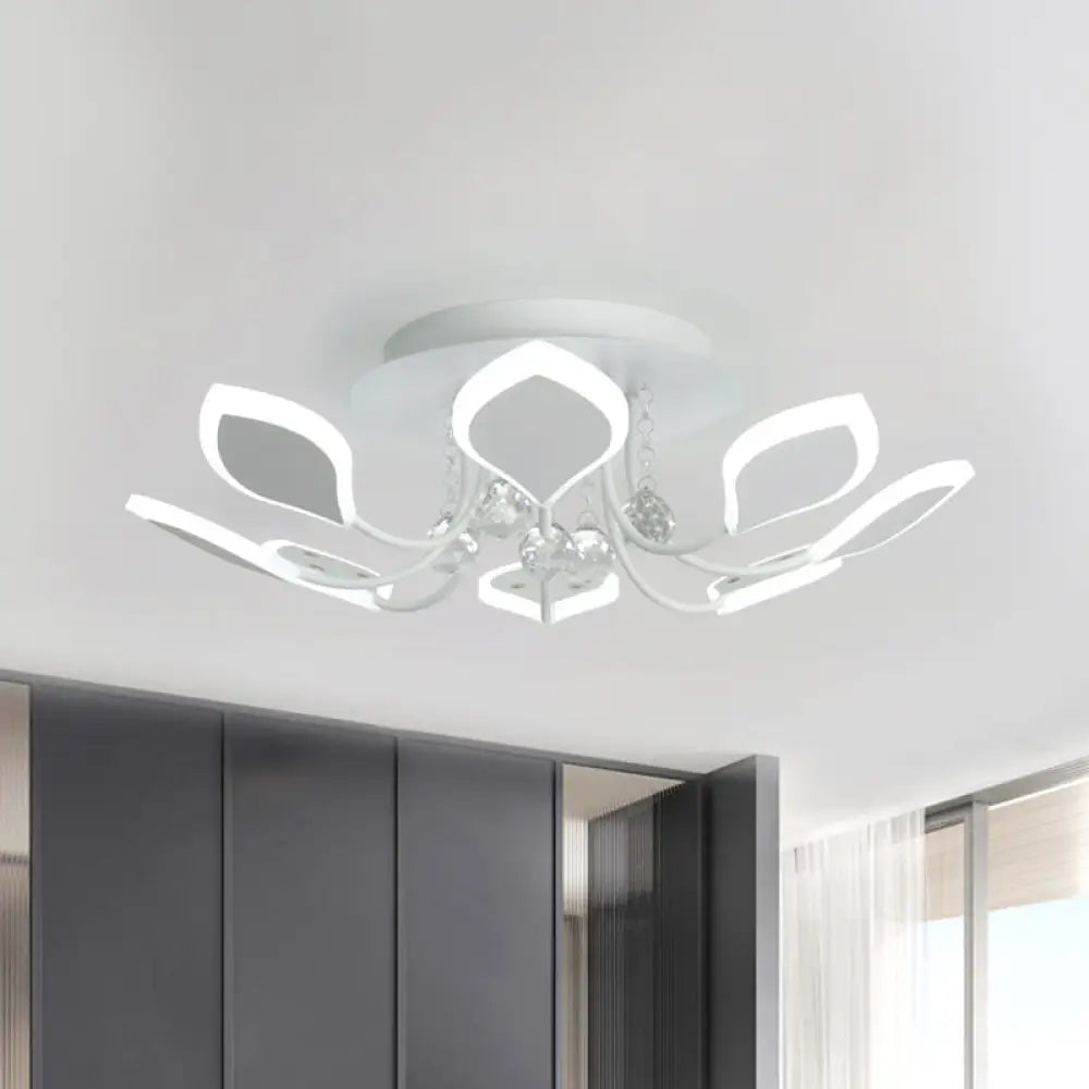 Leaf Acrylic Shade Sputnik Flush Mount Ceiling Light - Modern 8/10/12 Lights White/Black Bedroom