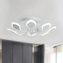 Leaf Acrylic Shade Sputnik Flush Mount Ceiling Light - Modern 8/10/12 Lights White/Black Bedroom