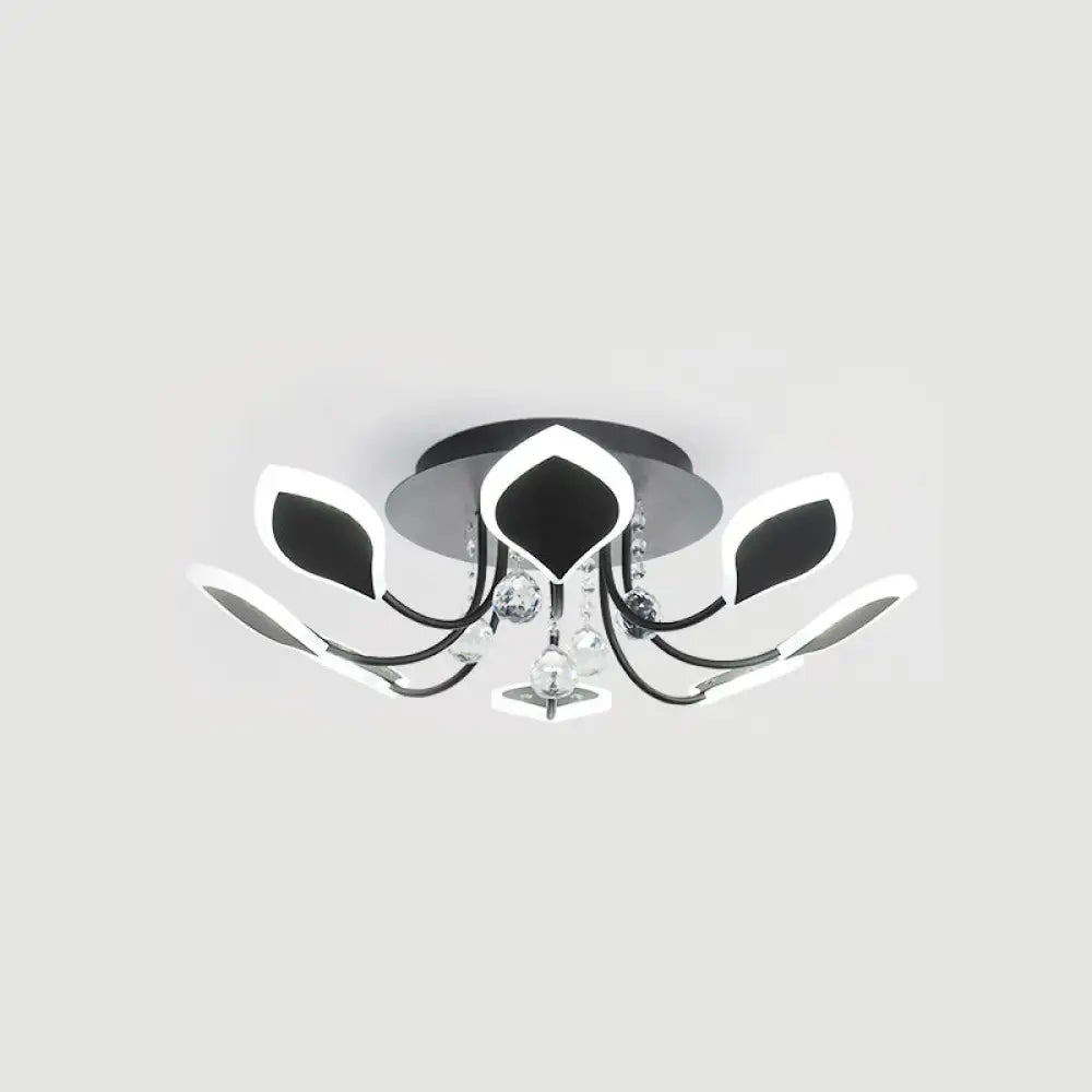 Leaf Acrylic Shade Sputnik Flush Mount Ceiling Light - Modern 8/10/12 Lights White/Black Bedroom