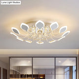 Leaf Acrylic Shade Sputnik Flush Mount Ceiling Light - Modern 8/10/12 Lights White/Black Bedroom