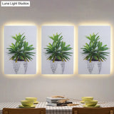 Leaf Pattern Led Wall Mural Lamp: Green & White Acrylic Lighting For Simplicity Style