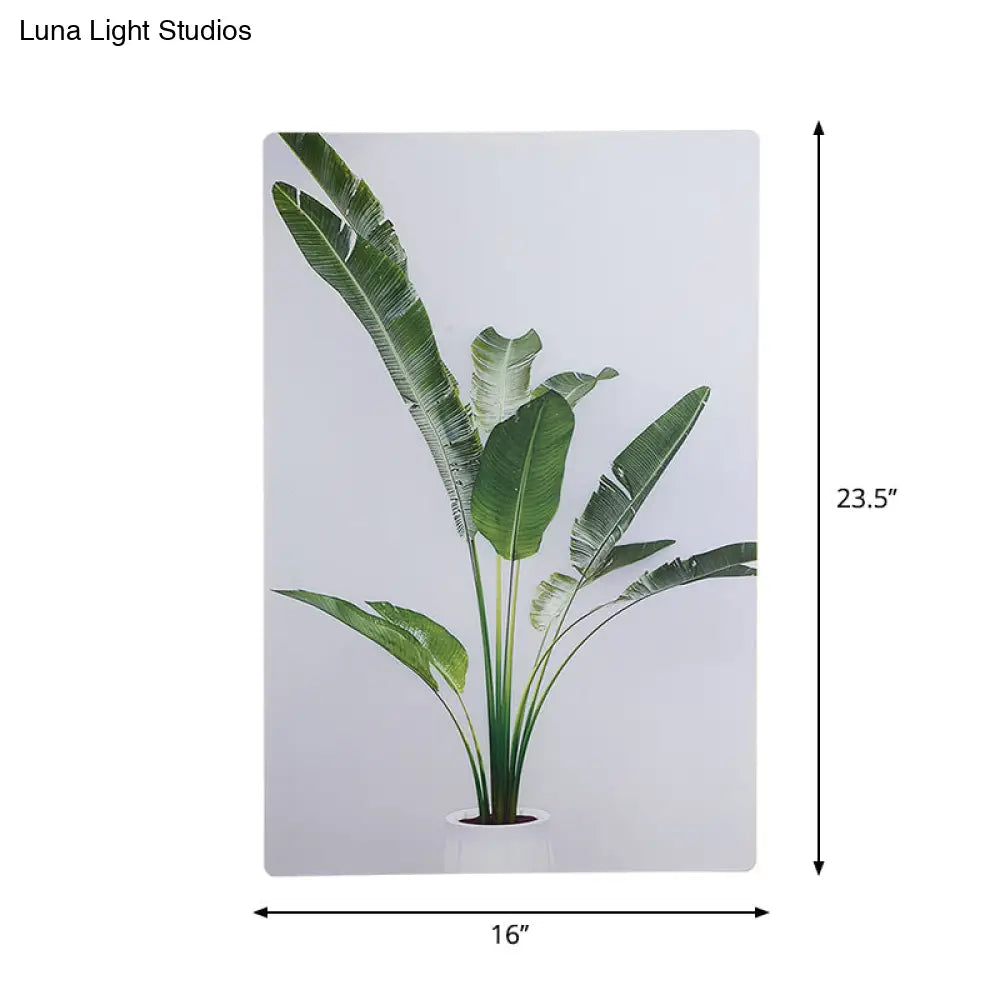 Leaf Pattern Led Wall Mural Lamp: Green & White Acrylic Lighting For Simplicity Style