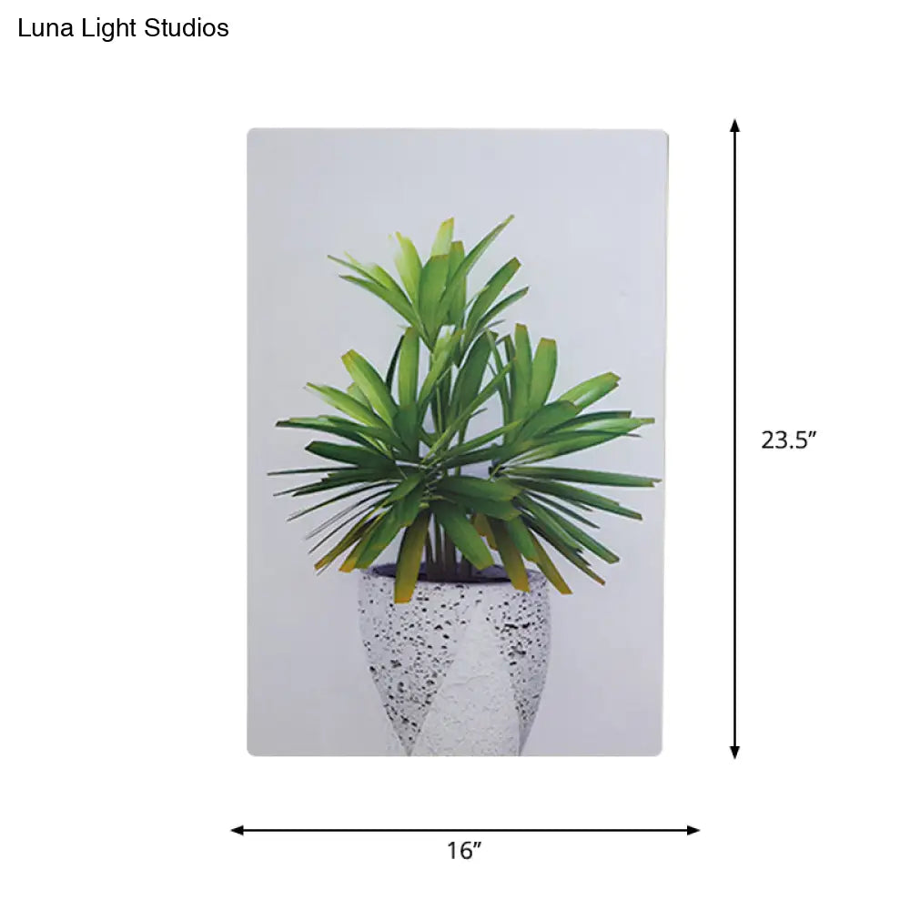 Leaf Pattern Led Wall Mural Lamp: Green & White Acrylic Lighting For Simplicity Style