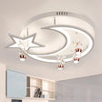 Led Acrylic Flush Ceiling Light - Modern Style White Star Moon Bedroom Lamp In 3 Color Options /