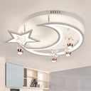 Led Acrylic Flush Ceiling Light - Modern Style White Star Moon Bedroom Lamp In 3 Color Options /