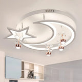 Led Acrylic Flush Ceiling Light - Modern Style White Star Moon Bedroom Lamp In 3 Color Options /