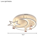 Led Acrylic Flush Ceiling Light - Modern Style White Star Moon Bedroom Lamp In 3 Color Options