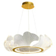 Led Acrylic Leaf Chandelier In Simplicity Gold Finish - Dining Room Pendant Light / 27 White