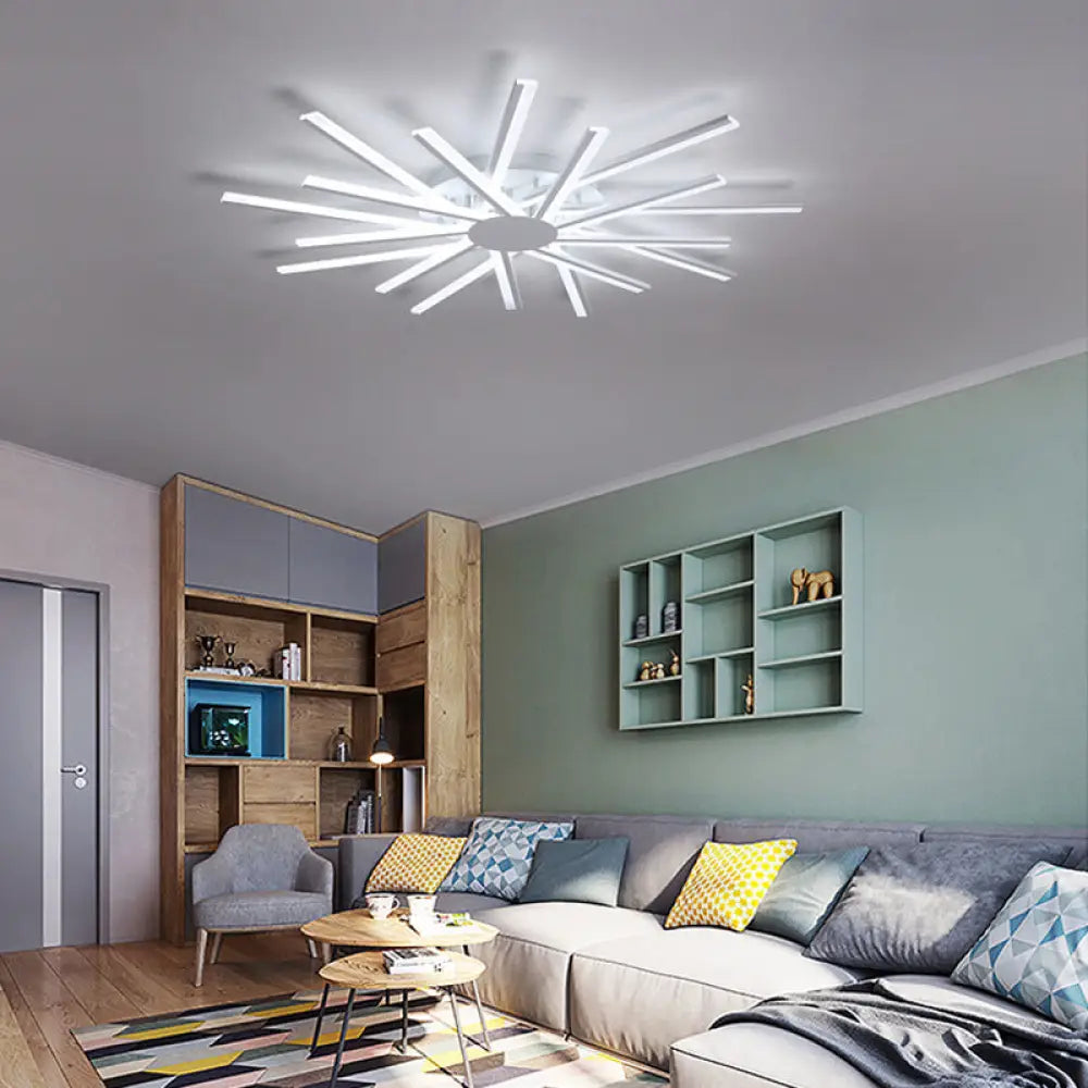 Led Acrylic Semi Flush Light For Living Room Ceiling In White