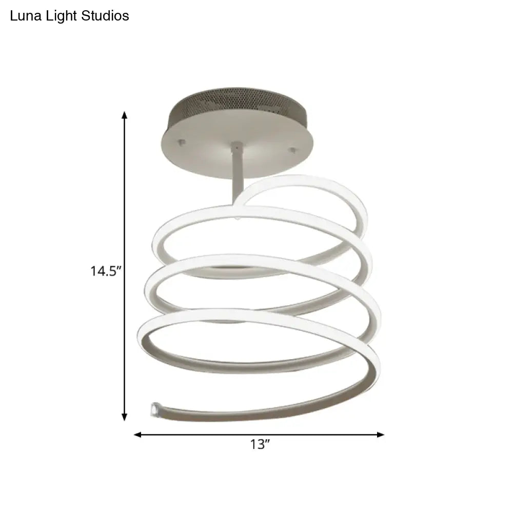 Led Acrylic Spiral Semi Flush Ceiling Light In Warm/White