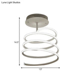 Led Acrylic Spiral Semi Flush Ceiling Light In Warm/White
