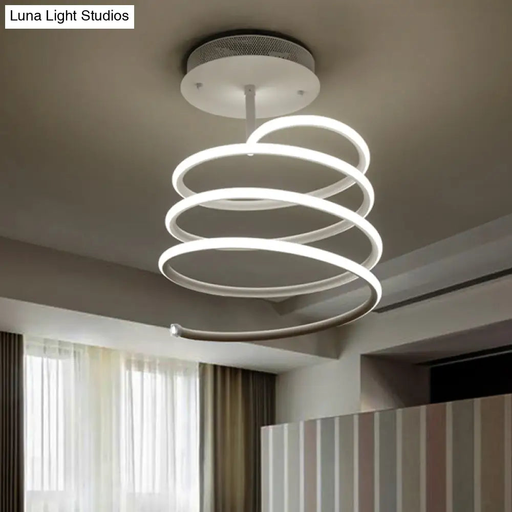 Led Acrylic Spiral Semi Flush Ceiling Light In Warm/White