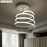 Led Acrylic Spiral Semi Flush Ceiling Light In Warm/White